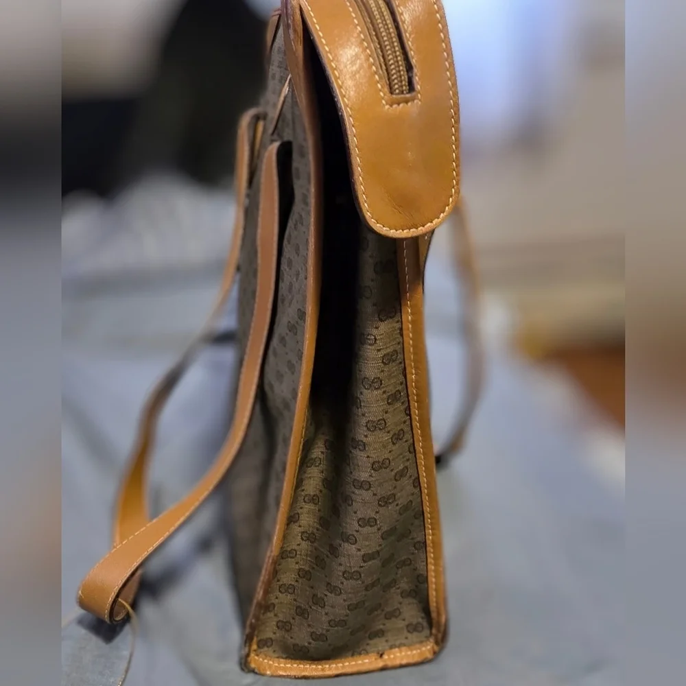 Vintage Gucci Brown and Tan Tote Bag Large Enough For Laptop - Picture 8 of 11